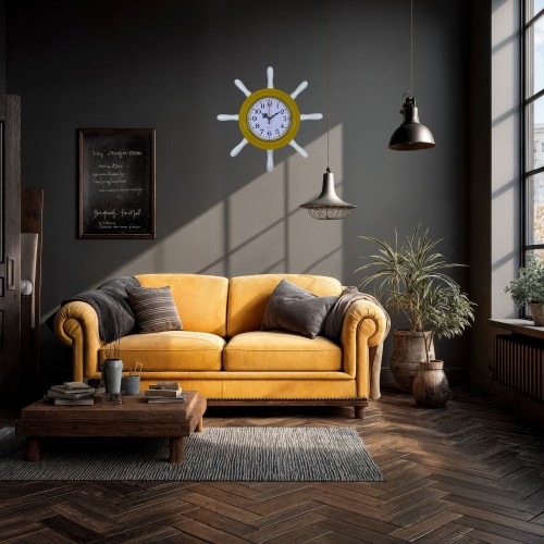 Sarı Modern Kavelalı Dümen Duvar Saati (PL-D3701Y)