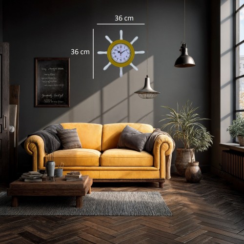 Sarı Modern Kavelalı Dümen Duvar Saati (PL-D3701Y)