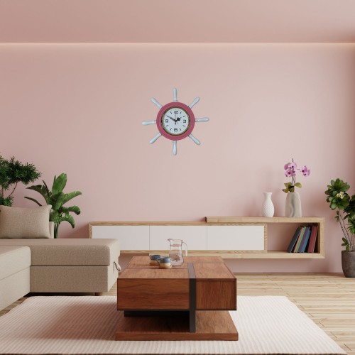 Pembe Kavelalı Dümen Duvar Saati (PL-D3708P)