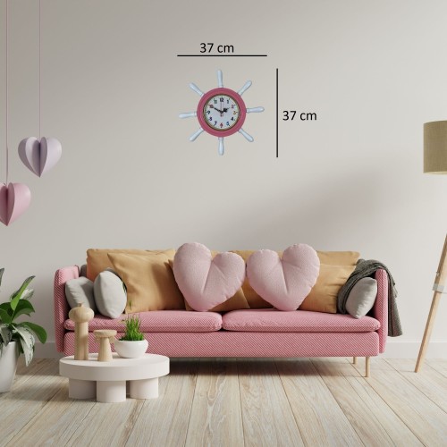 Candy Pembe Kavelalı Dümen Duvar Saati