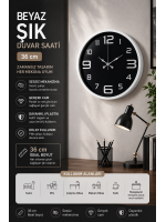 Beyaz Şık 36 cm Duvar Saati