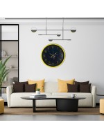 Sarı 36 cm Mermer Desenli Duvar Saati