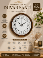 Kahverengi Motifli 36 cm Duvar Saati