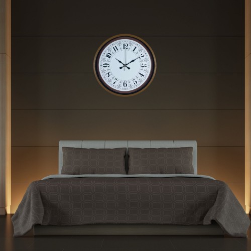 Kahverengi Motifli 36 cm Duvar Saati