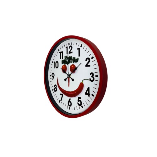 Kırmızı Happy Kitchen 36 cm Mutfak Duvar Saati
