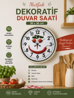 Krem 36 cm Mutfak Dekoratif Duvar Saati