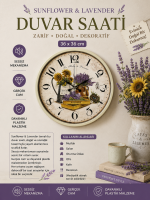 Krem Sunflower & Lavender 36 cm Duvar Saati