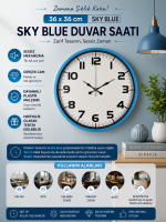 Sky Blue 36 cm Duvar Saati