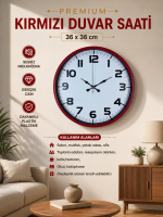 Premium Kırmızı 36 cm Duvar Saati