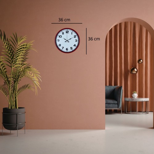 Premium Kırmızı 36 cm Duvar Saati