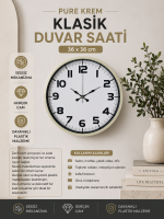 Pure Krem 36 cm Klasik Duvar Saati
