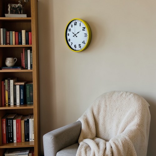 Dekoratif 36 cm Sarı Duvar Saati