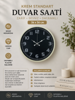 Krem 36 cm Standart Duvar Saati