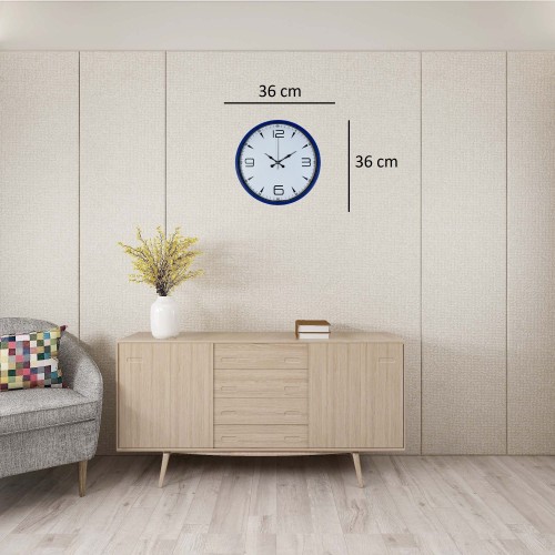 Lacivert Çerçeveli Beyaz Kadran 36 cm Duvar Saati