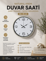 Natural Krem 36 cm Duvar Saati