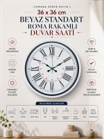 Beyaz 36 cm Standart Duvar Saati – Standart Roma Rakamlı