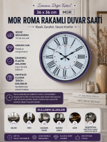 Mor Roma Rakamlı 36 cm Duvar Saati