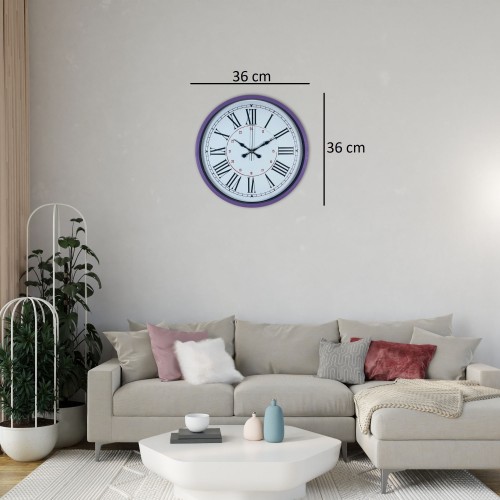 Mor Roma Rakamlı 36 cm Duvar Saati