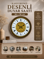 Kahverengi 36 cm Desenli Duvar Saati