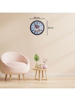 Siyah Floral Tea Cup Duvar Saati