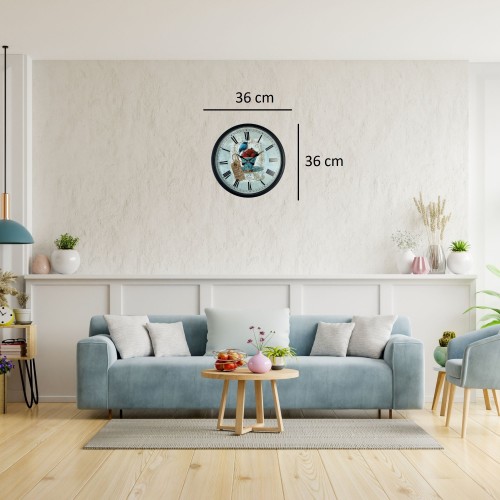 Siyah Paris Garden Dekoratif 36 cm Duvar Saati