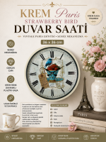 Krem 36 cm Paris Strawberry Bird Duvar Saati