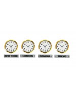 LuxTime Gold Series 36 cm 4 lü Tabelalı Dünya Duvar Saati – Otel ve Resepsiyon Saati
