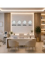 SilverLine 4’lü 36 cm Krom Metal Tabelalı Dünya Saat Seti – Otel ve Resepsiyon Saati