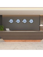 Gold Prestige 4’lü Metal 36 cm Dünya Duvar Saatleri – Otel ve Resepsiyon Saati