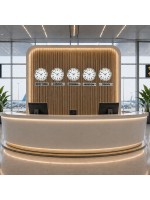 Modern Krom 5’li 36 cm Metal Tabelalı Dünya Saatleri – Otel ve Resepsiyon Saati