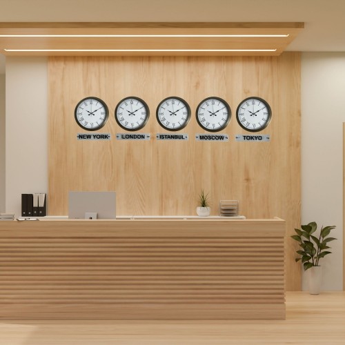 Retro World Time Series 36 cm Metal Tabelalı Dünya Saati – Otel ve Resepsiyon Saati