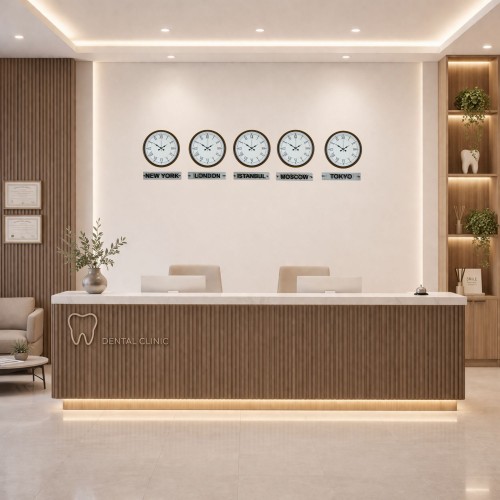 Prestige Kahverengi 36 cm Tabelalı Dünya Saatleri 5’li Set – Otel ve Resepsiyon Saati