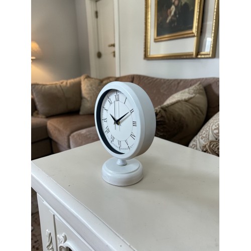 White Pure Roman 25 x 20 cm Metal Masa Saati
