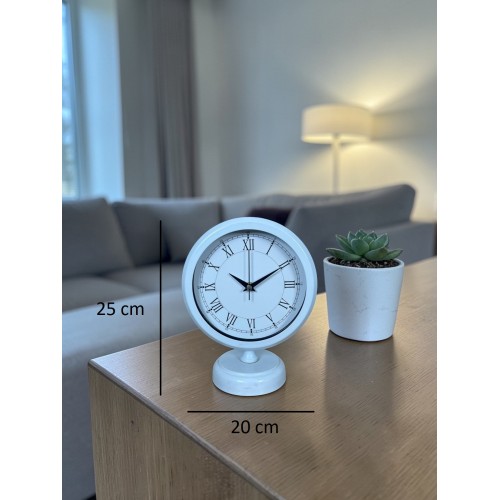 White Pure Roman 25 x 20 cm Metal Masa Saati