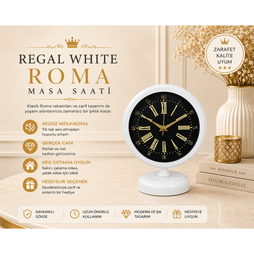 Regal White 25 x 20 cm Metal Masa Saati