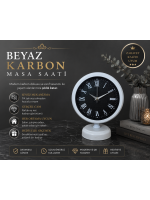 Carbon Roman Beyaz 25 x 20 cm Metal Masa Saati