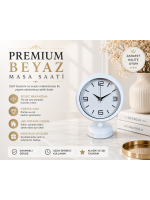Premium Beyaz 25 x 20 cm Metal Masa Saati
