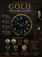 Gold Cumhuriyet Mirası 40 cm Metal Duvar Saati