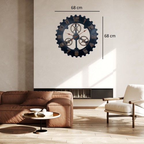 Rustik Metal 68 cm Dekoratif Duvar Saati