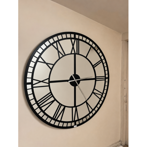 Siyah Aynalı 120 x 120 cm Duvar Saati