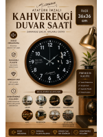 Kahverengi 36 cm Atatürk İmzalı Dekoratif Duvar Saati