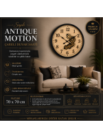 Siyah Antique Motion 70 x 70 cm Çarklı Duvar Saati