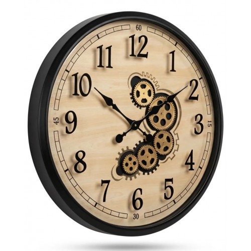 Siyah Antique Motion 70 x 70 cm Çarklı Duvar Saati