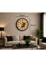 Siyah Antique Motion 70 x 70 cm Çarklı Duvar Saati