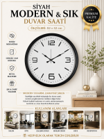 Siyah Modern & Şık 52 cm Metal Duvar Saati