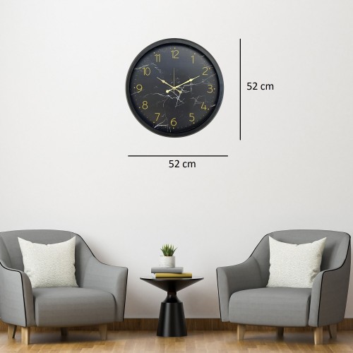 Siyah Mermer Desenli 52 x 52 cm Duvar Saati