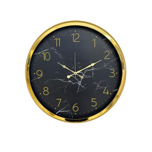 Gold Mermer Desenli 52 x 52 cm Duvar Saati