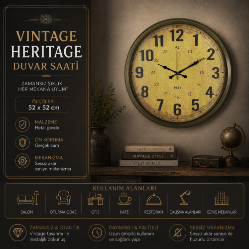 Vintage Heritage 52 x 52 cm Duvar Saati