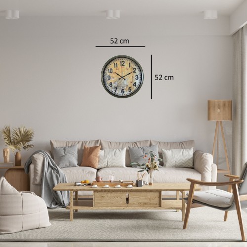 Eskitme Nostaljik Tasarım 52 cm Metal Duvar Saati
