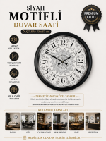Siyah Motifli 52 cm Metal Duvar Saati – Motifli İnce Kadran